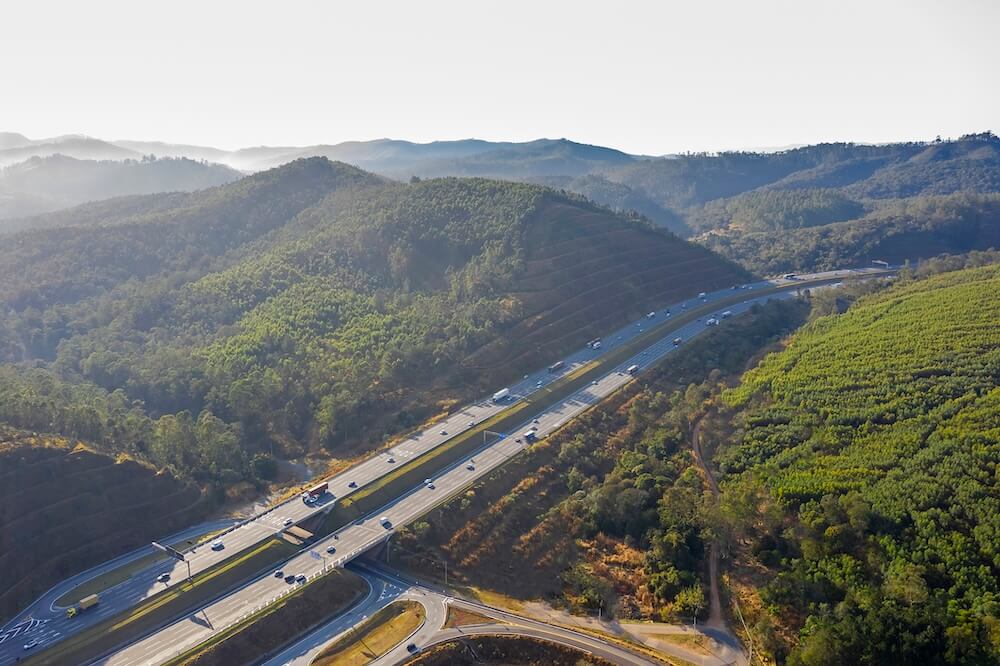 Aerial view of a highway